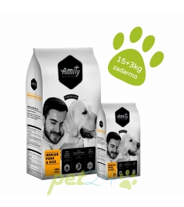 AMITY PREMIUM dog Iberian Pork & Rice 15kg + 3kg ZDARMA