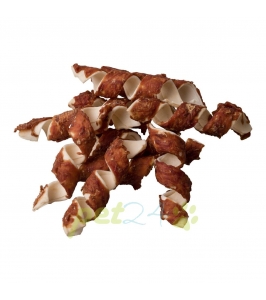 Kačacie mäso na byvolej špirále 17cm/ 10ks pamlsok pre psov