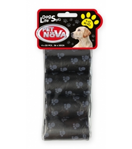 Sáčky na psie výkaly, čierne 4 rolky