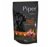 Kapsička pre psa PIPER s kuracími srdiečkami a hnedou ryžou 500g